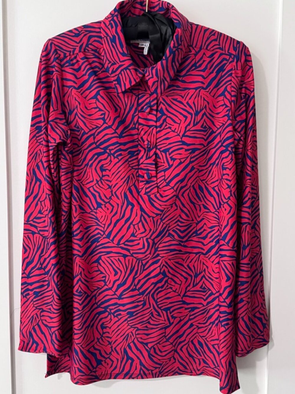 Jude Connally Pink & Navy Zebra Inspired Print Top, Size: S, Excellent Condition